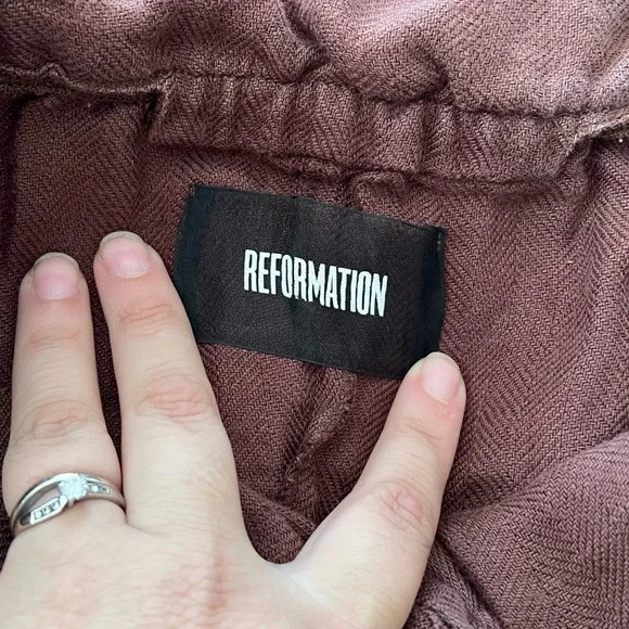 Reformation Marian Linen Dress in Brown Off The Shoulder Celeb Favorite Rare HTF - Picture 4 of 9